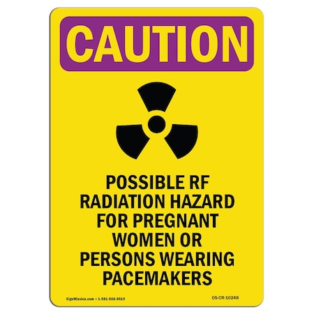 Signmission OSHA RADIATION Sign, Possible RF Radiation W/ Symbol, 18in X 12in Aluminum, 18" H, 12" W, Portrait OS-CR-A-1218-V-10248